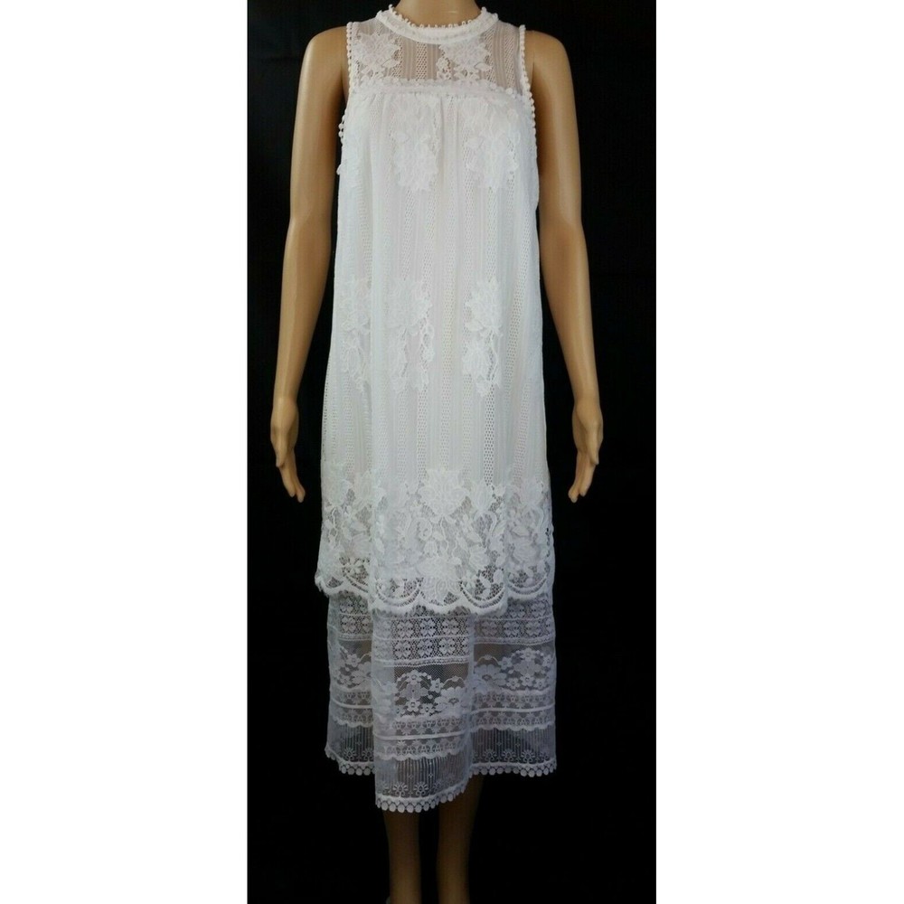 NWOT No Boundaries Woman's Junior L (11-13) White Lace Dress